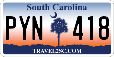 SC license plate PYN418