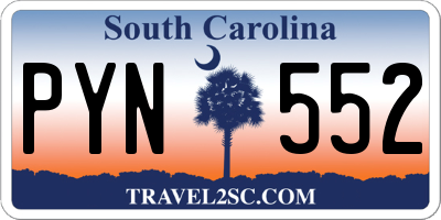 SC license plate PYN552