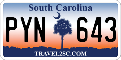 SC license plate PYN643