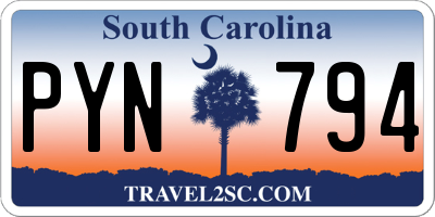 SC license plate PYN794