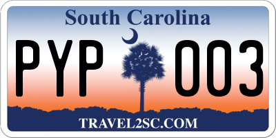 SC license plate PYP003