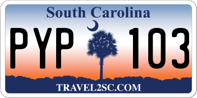 SC license plate PYP103