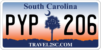 SC license plate PYP206