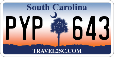 SC license plate PYP643