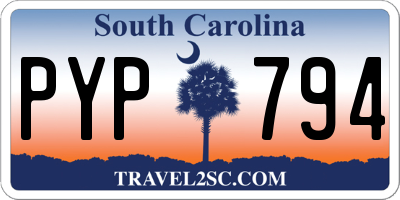SC license plate PYP794