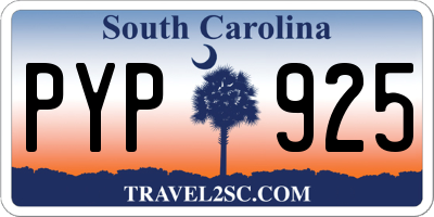 SC license plate PYP925