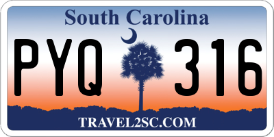 SC license plate PYQ316