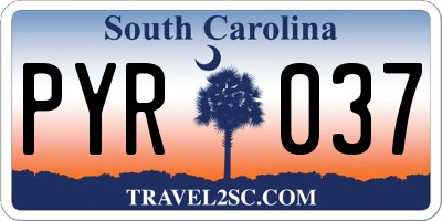 SC license plate PYR037