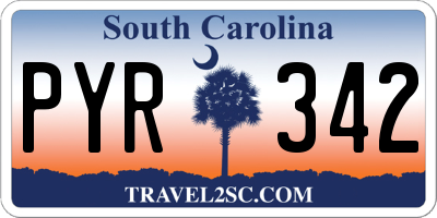 SC license plate PYR342
