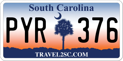 SC license plate PYR376