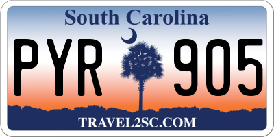 SC license plate PYR905