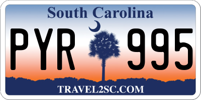 SC license plate PYR995