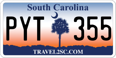 SC license plate PYT355