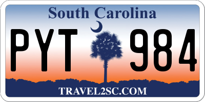 SC license plate PYT984