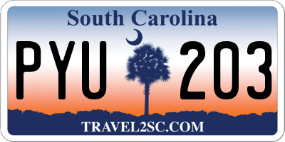 SC license plate PYU203