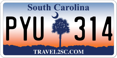 SC license plate PYU314
