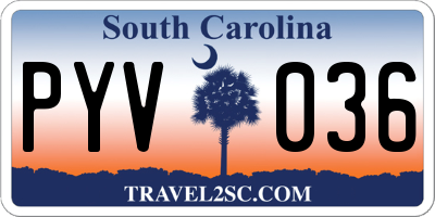 SC license plate PYV036