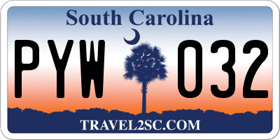 SC license plate PYW032