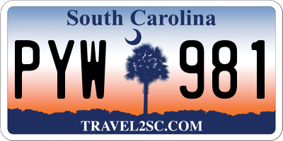 SC license plate PYW981