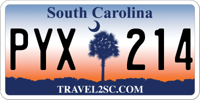 SC license plate PYX214