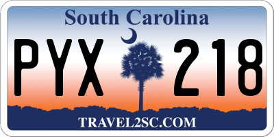 SC license plate PYX218