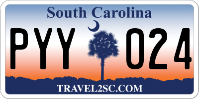 SC license plate PYY024