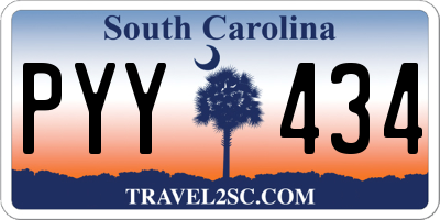 SC license plate PYY434