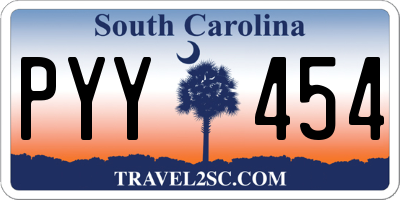 SC license plate PYY454