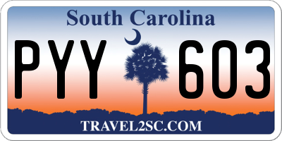 SC license plate PYY603