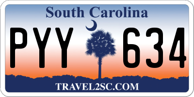 SC license plate PYY634