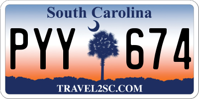 SC license plate PYY674
