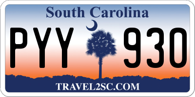 SC license plate PYY930
