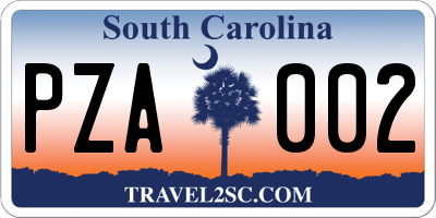 SC license plate PZA002