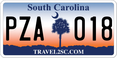 SC license plate PZA018