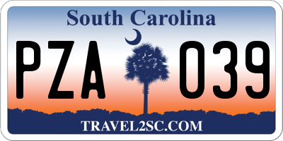 SC license plate PZA039