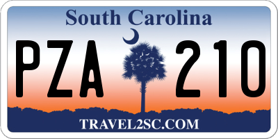 SC license plate PZA210
