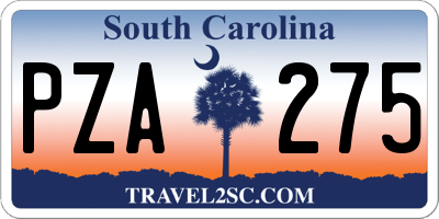 SC license plate PZA275