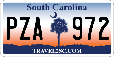 SC license plate PZA972