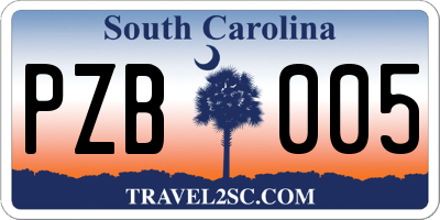SC license plate PZB005