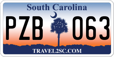 SC license plate PZB063