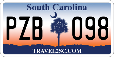 SC license plate PZB098