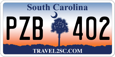 SC license plate PZB402