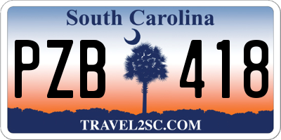 SC license plate PZB418