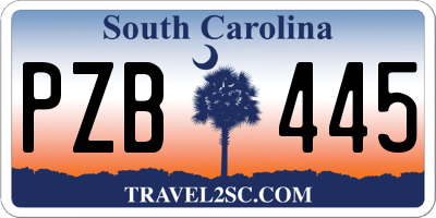 SC license plate PZB445