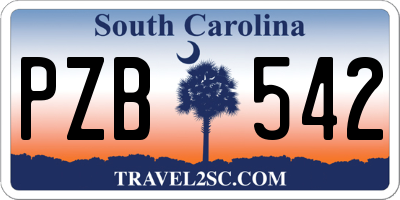 SC license plate PZB542