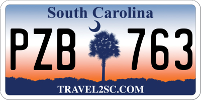 SC license plate PZB763