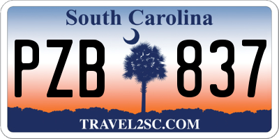 SC license plate PZB837