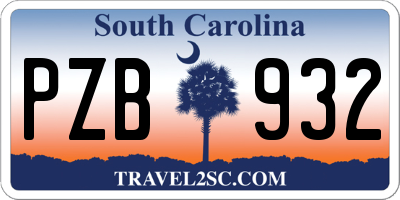 SC license plate PZB932