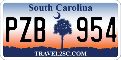 SC license plate PZB954