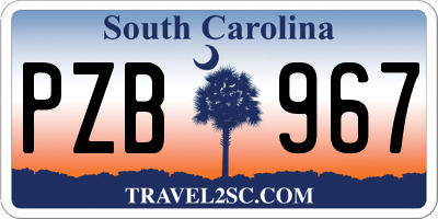 SC license plate PZB967